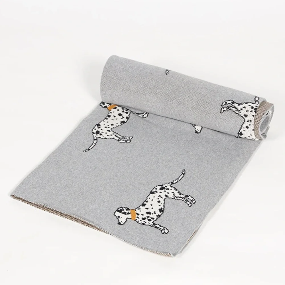 Knitted Dalmatian Pattern Throw cotton gray 60 inch x 80 inch